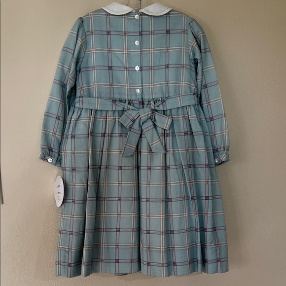 Sarah Louise Plaid Long Sleeve Smocked Dress with Peter Pan Collar. Classic! - Picture 7 of 9